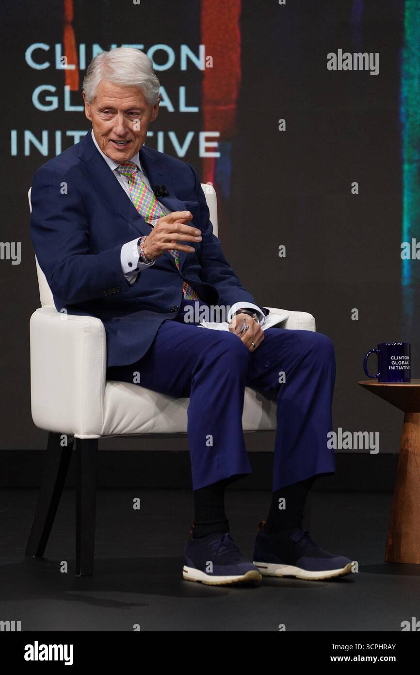 Bill Clinton at a public appearance for Clinton Global Initiative 2025 ...