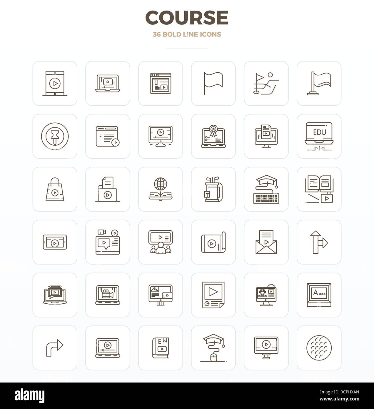 Artfully designed 36 Strong Outline PIXEL perfect vector icons for ...