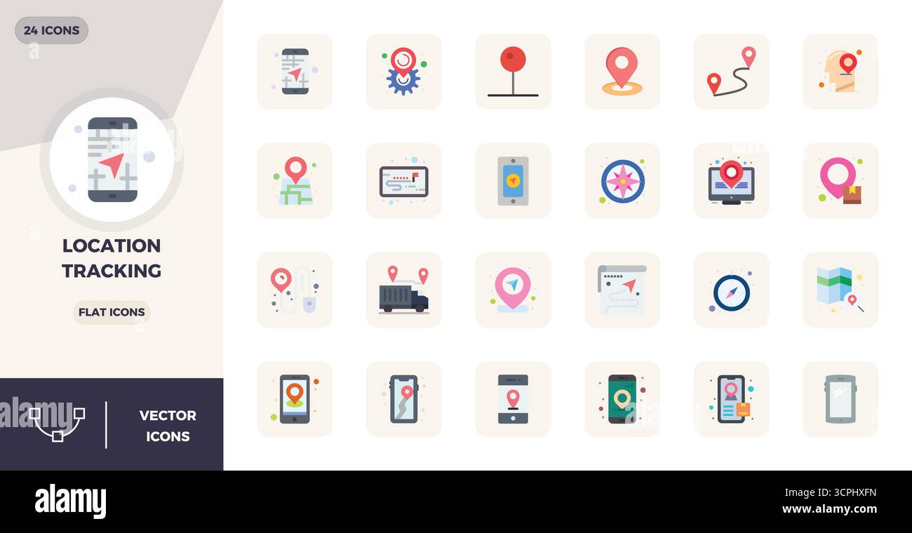 Beautifully rendered 24 Flat PIXEL perfect vector icons for Location ...