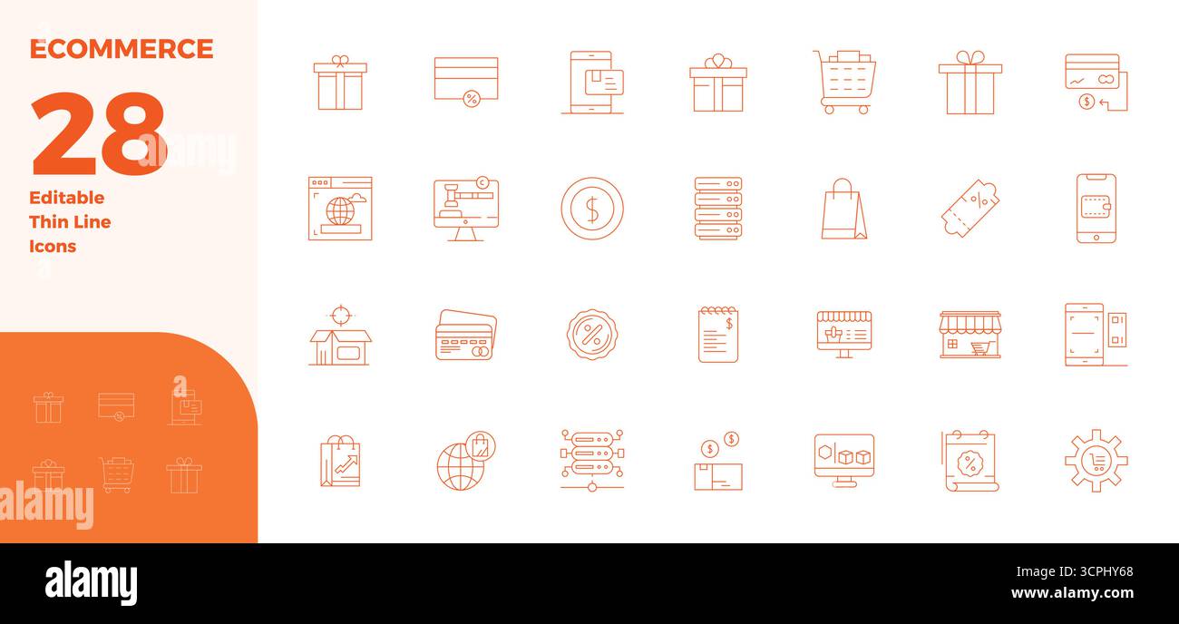 Carefully curated 28 Thin Line vector icons for ECommerce, featuring ...