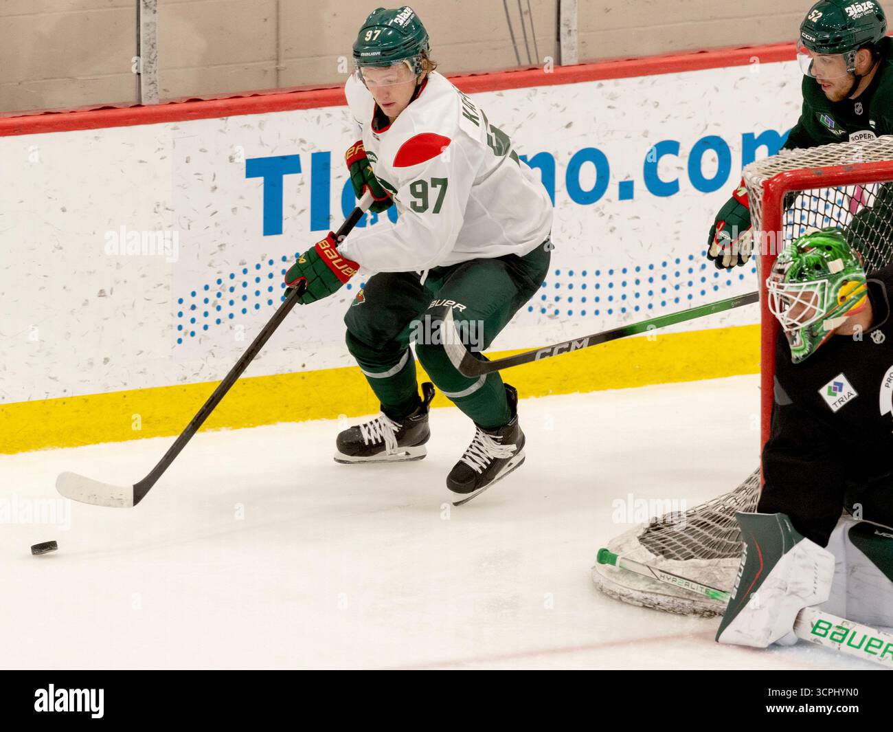 Minnesota Wild's Kirill Kaprizov (97) moves the puck during NHL hockey ...