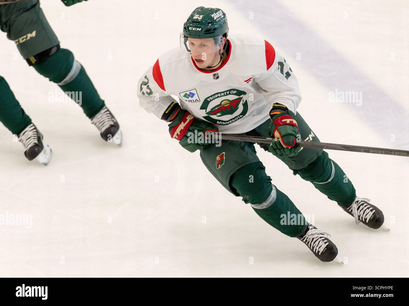 Minnesota Wild's Marco Rossi (23) skates during NHL hockey training ...