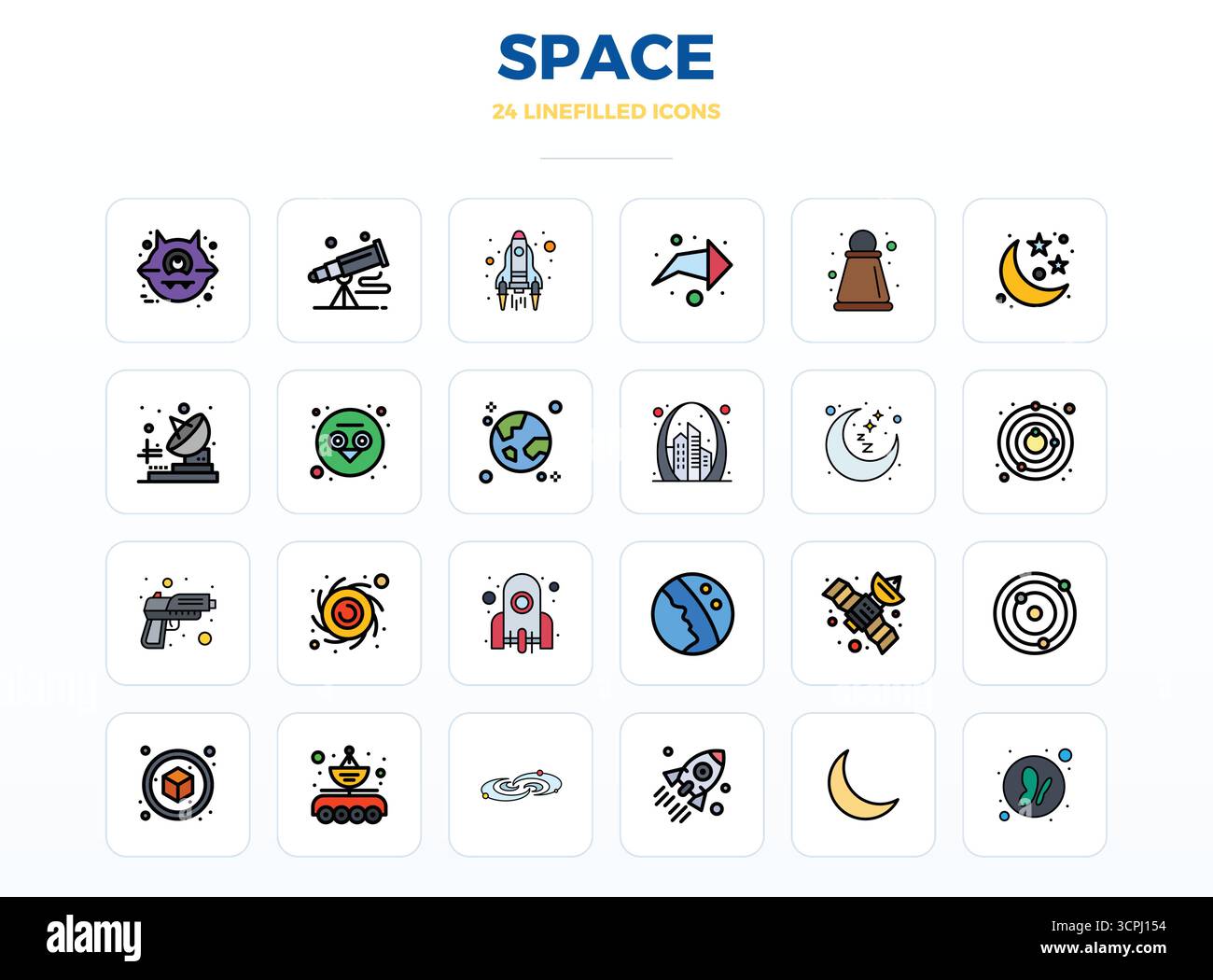 Expertly designed 24 LineFill PIXEL perfect vector icons for Space ...