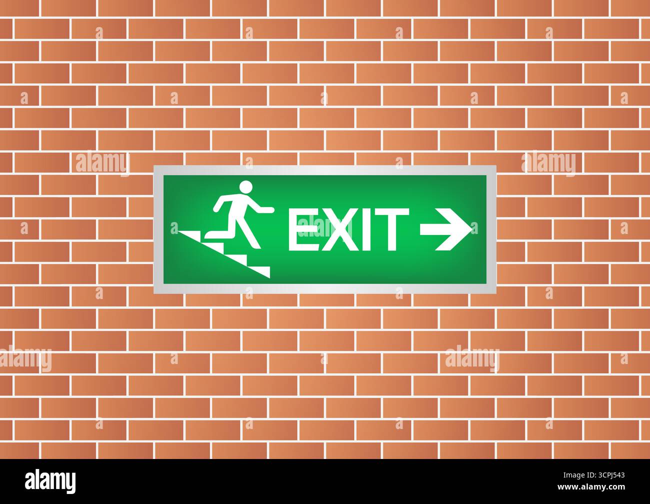 Emergency Fire Exit Sign on Wall. Exit Sign. Fire Exit Sign. Vector Illustration. Stock Vector