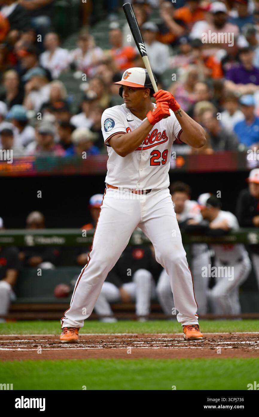 BALTIMORE, MD - SEPTEMBER 21: Orioles catcher Samuel Basallo (29) waits ...