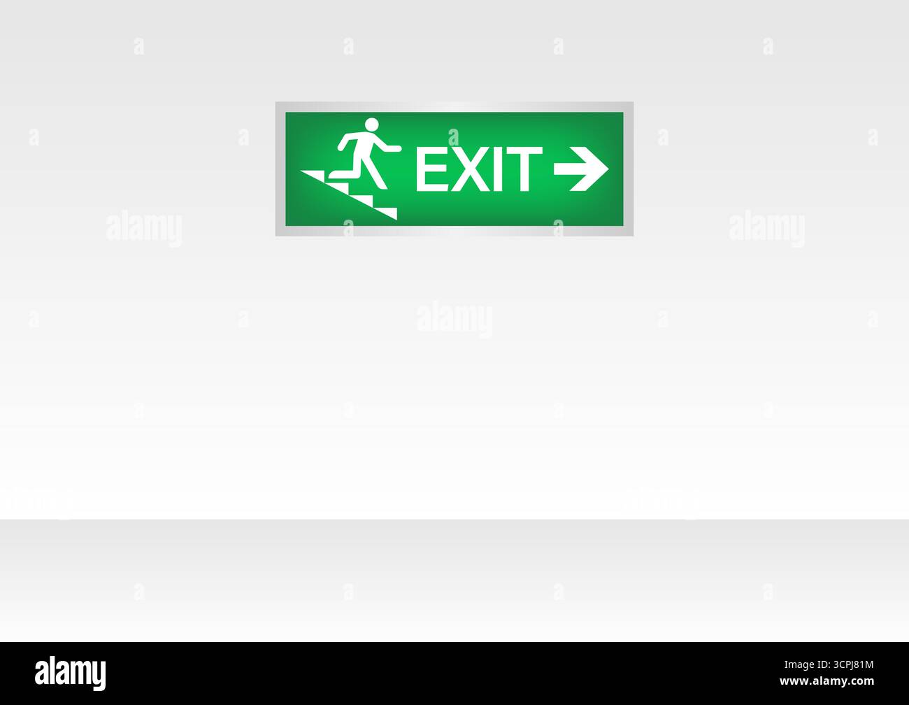 Emergency Fire Exit Sign on Wall. Exit Sign. Fire Exit Sign. Vector Illustration. Stock Vector
