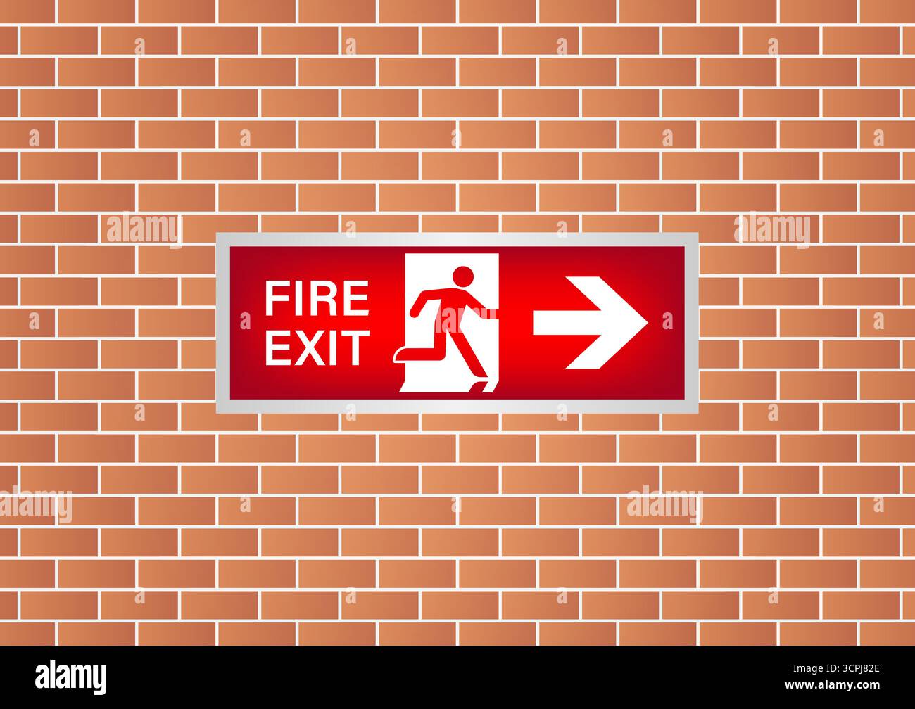 Emergency Fire Exit Sign on Wall. Exit Sign. Fire Exit Sign. Vector Illustration. Stock Vector