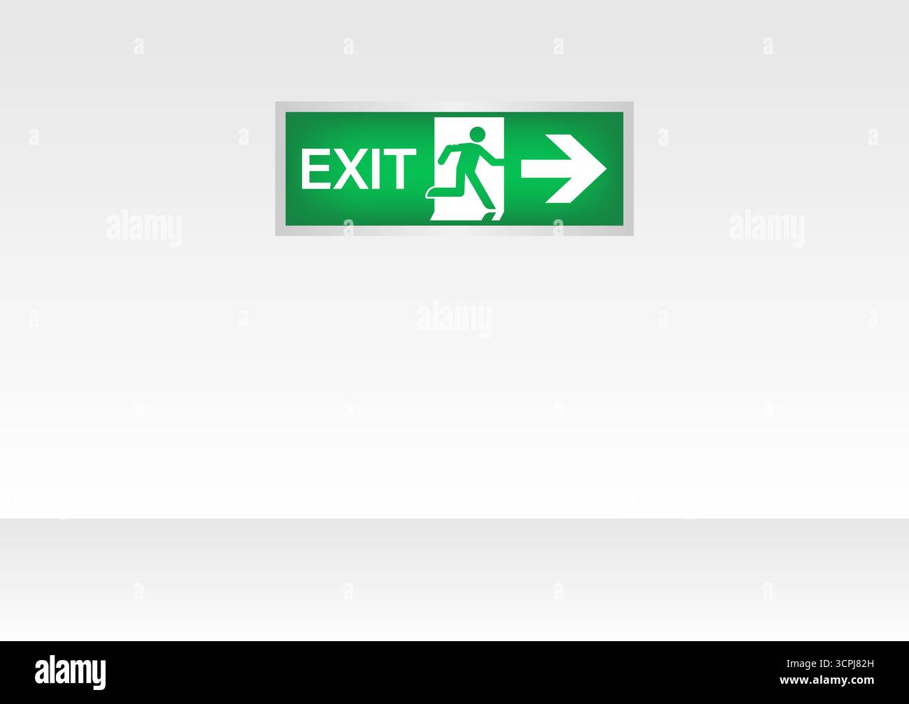 Emergency Fire Exit Sign on Wall. Exit Sign. Fire Exit Sign. Vector Illustration. Stock Vector
