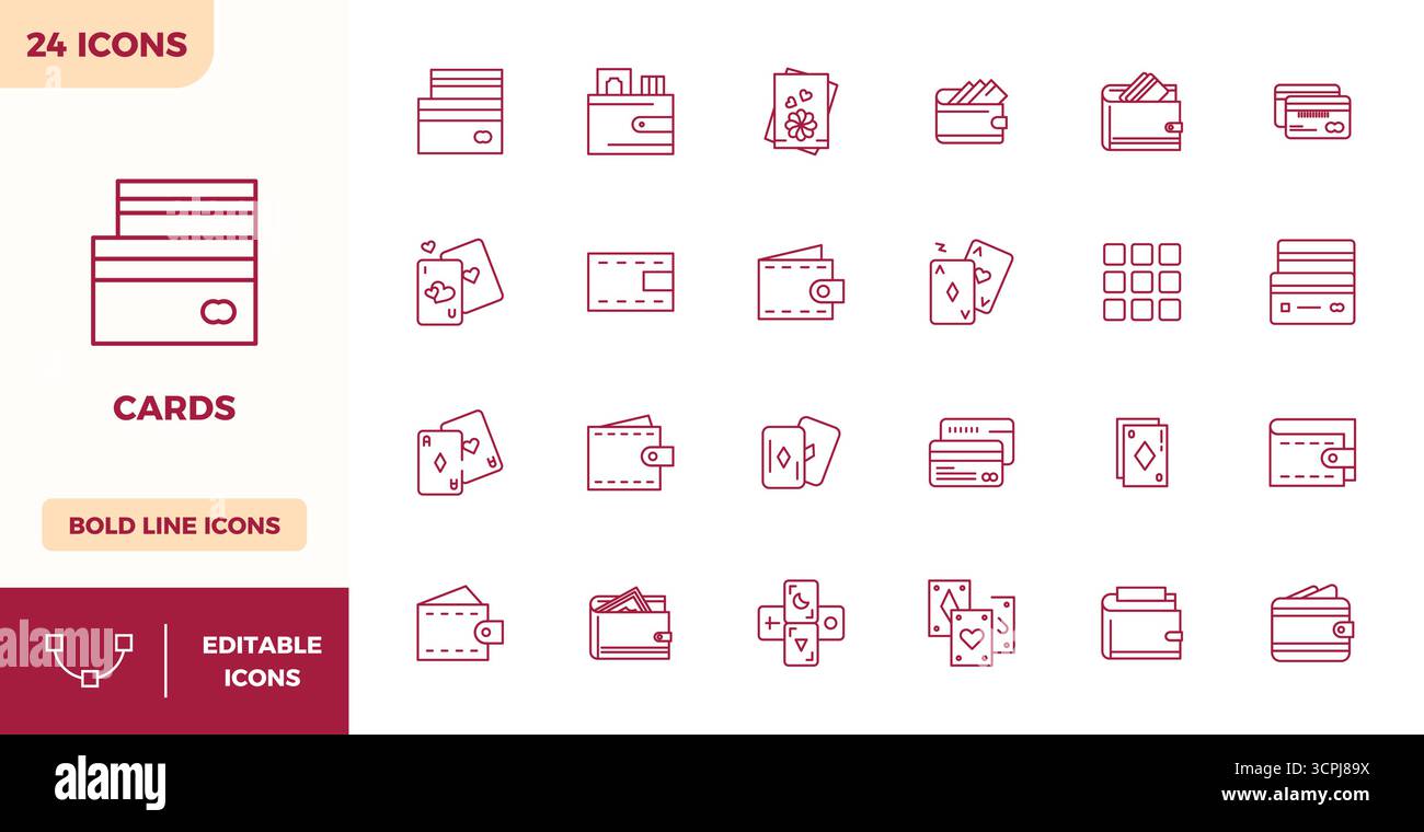Carefully curated 24 Heavy Line vector icons for Cards, featuring ...