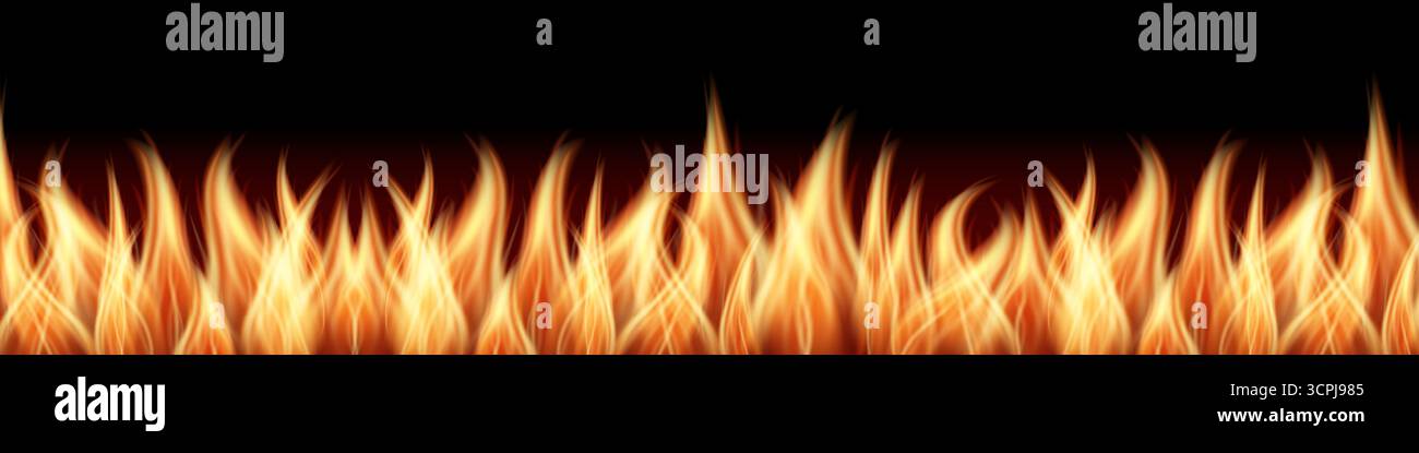 Fire Flames. Vector Illustration Isolated on Black Background. Stock Vector