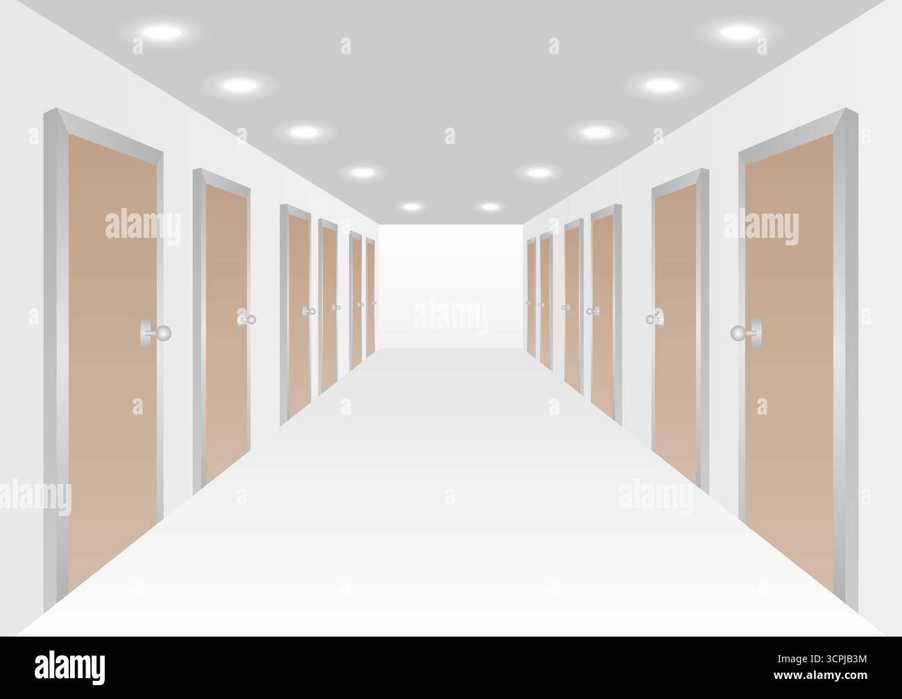 Empty Corridor in Hotel or Condominium. Vector Illustration. Stock Vector