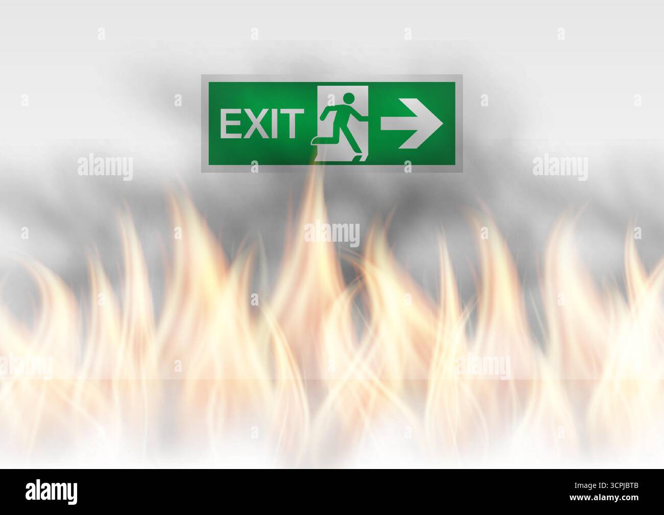 On Fire. Fire in Building or Office. Vector Illustration. Stock Vector
