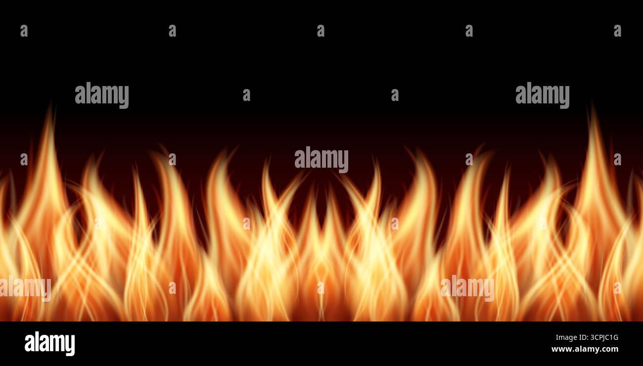Fire Flames. Vector Illustration Isolated on Black Background. Stock Vector