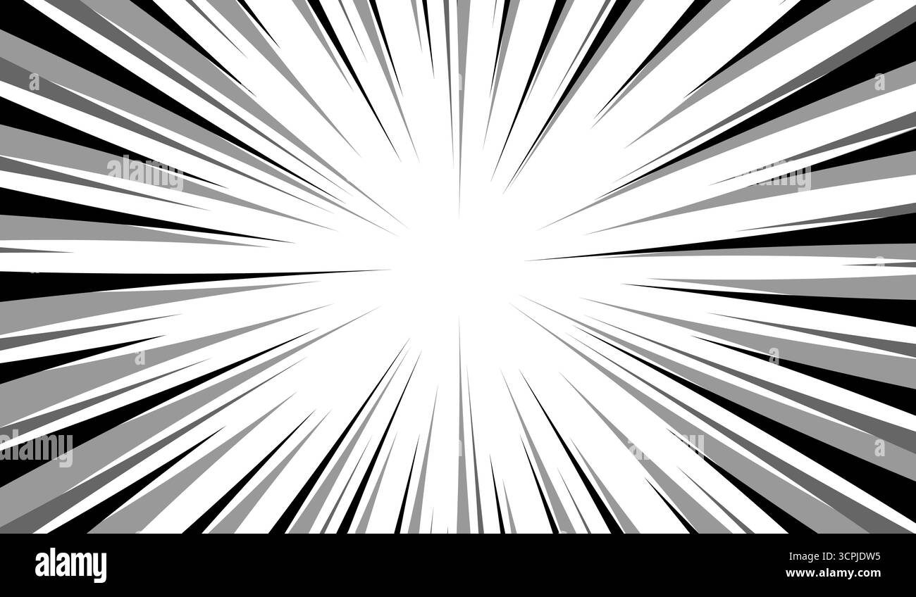 A template for cartoon comics. Black and gray rays for comics on a ...