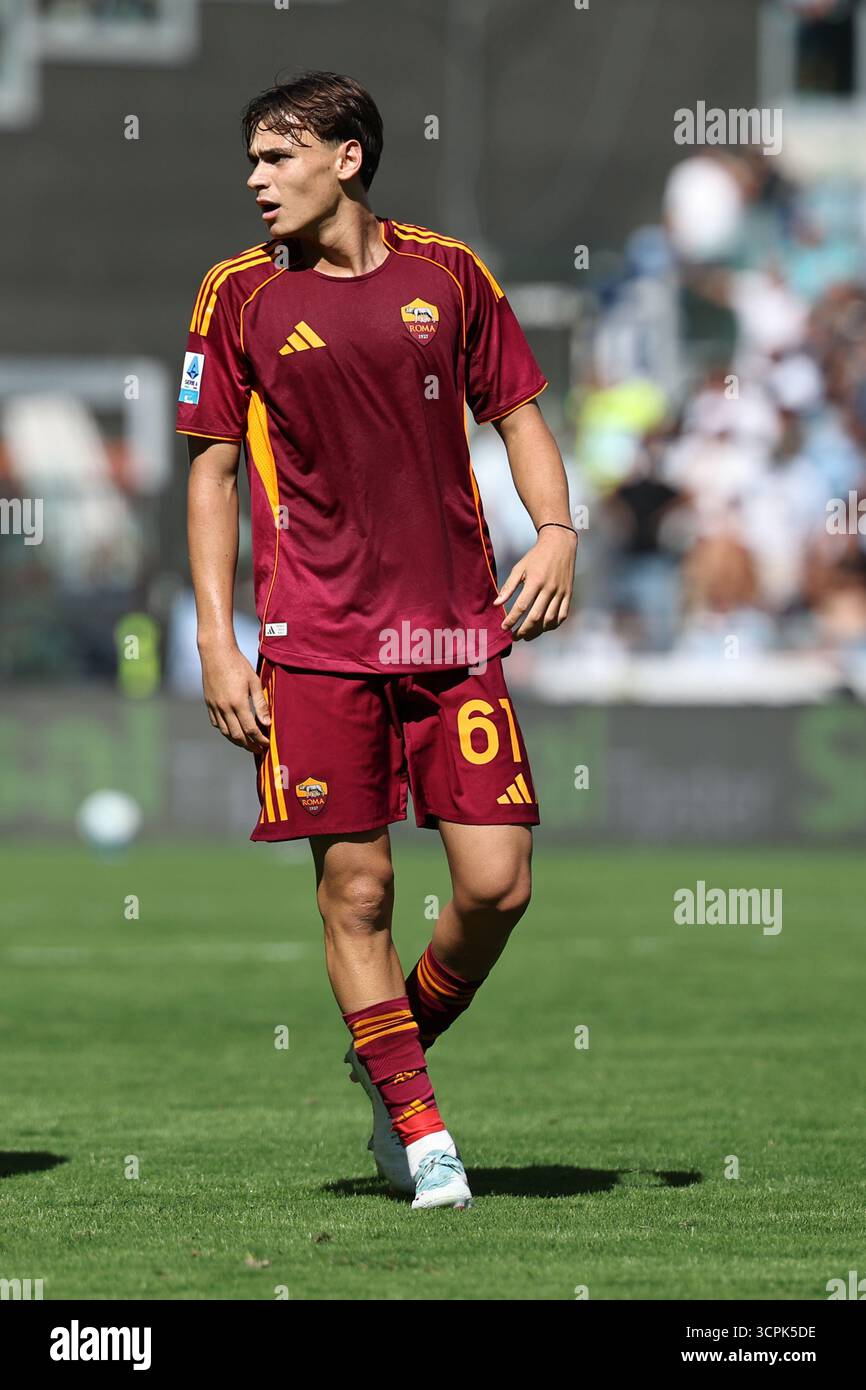Roma’s Niccolo Pisilli during the Serie A soccer match between Lazio ...