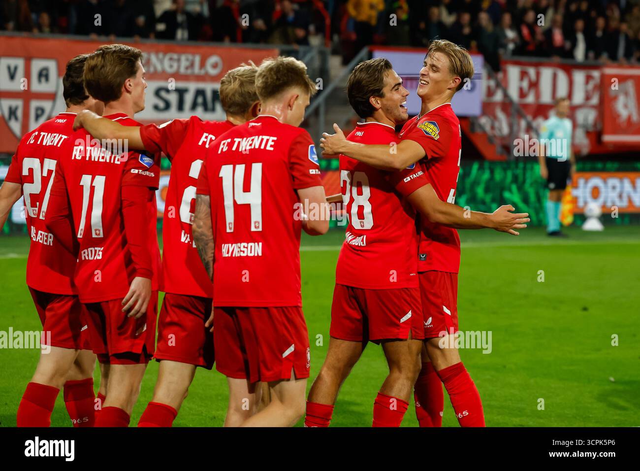 Van Rooij Bart van Rooij of FC Twente shoots on goal and celebrates after scoring ...