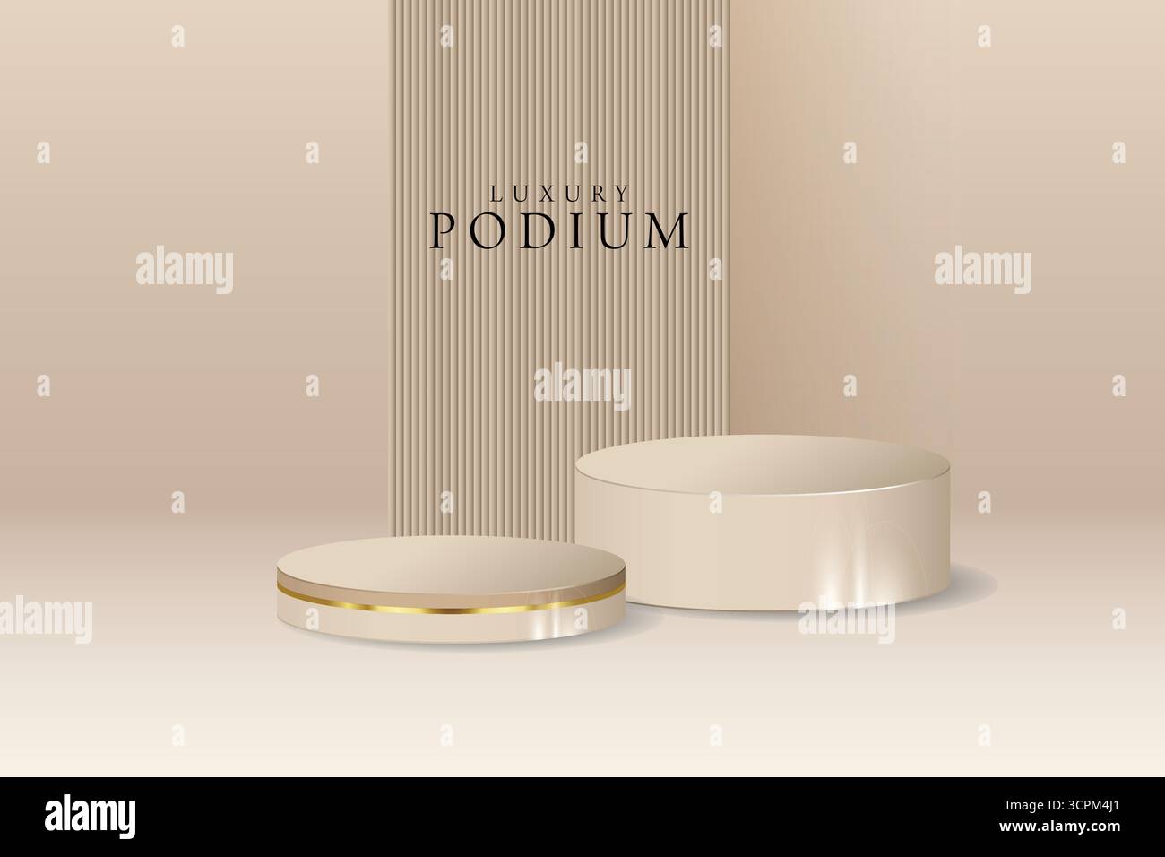 Realistic 3D beige cylindrical podium background, Arch backdrop scene ...