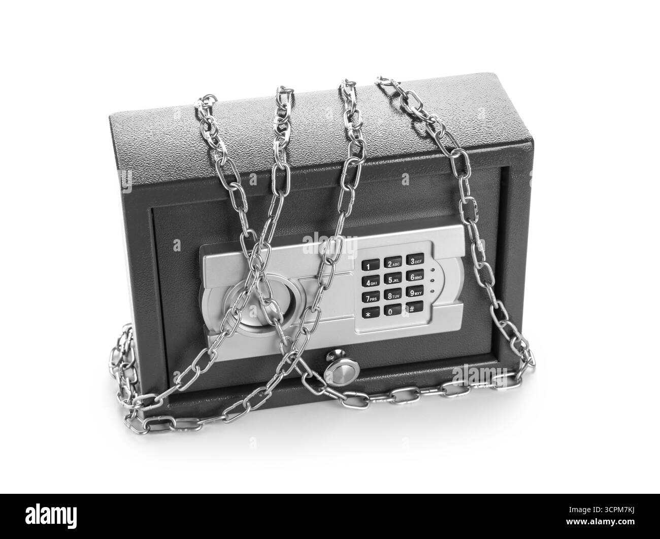 Modern safe box with chains isolated on white background Stock Photo ...
