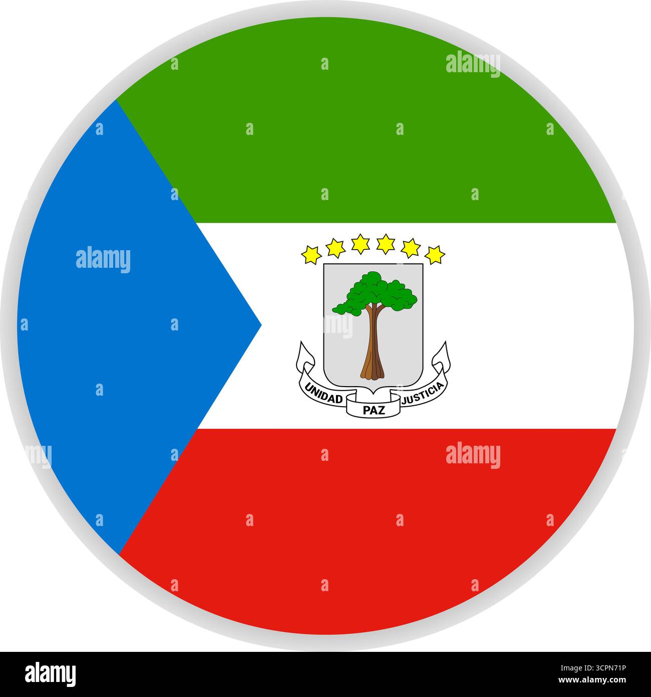 Equatorial Guinea flag icon on transparent background. Round vector icon for UI, apps or web design Stock Vector