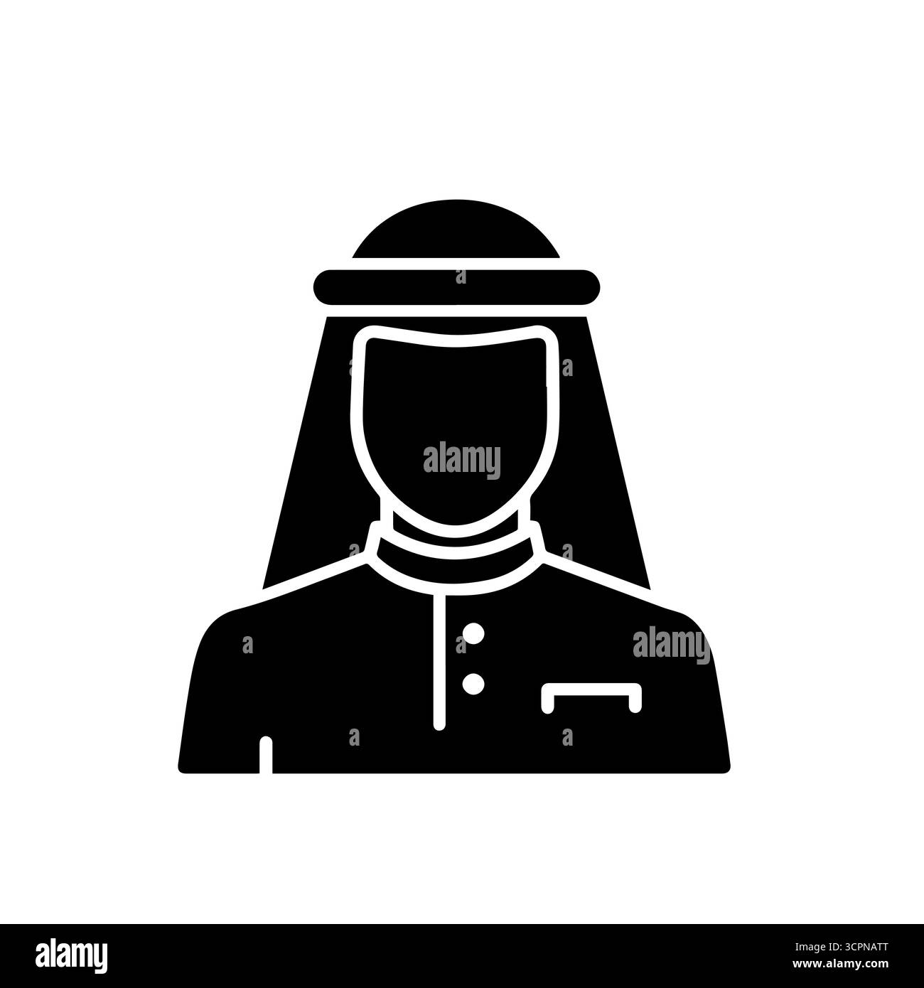 Muslim man icon silhouette isolated on white background vector Stock ...
