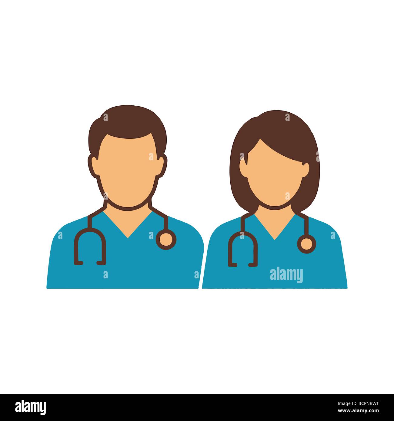 Male and female doctor avatar icons silhouette isolated on white Stock ...