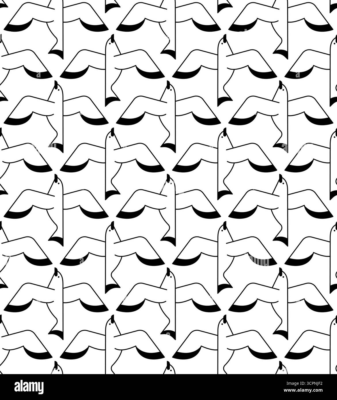 Seamless pattern with flying seagulls, minimal coastal bird motif for textiles, wallpapers, packaging, symbolizing nature, freedom, and seaside atmosp Stock Vector