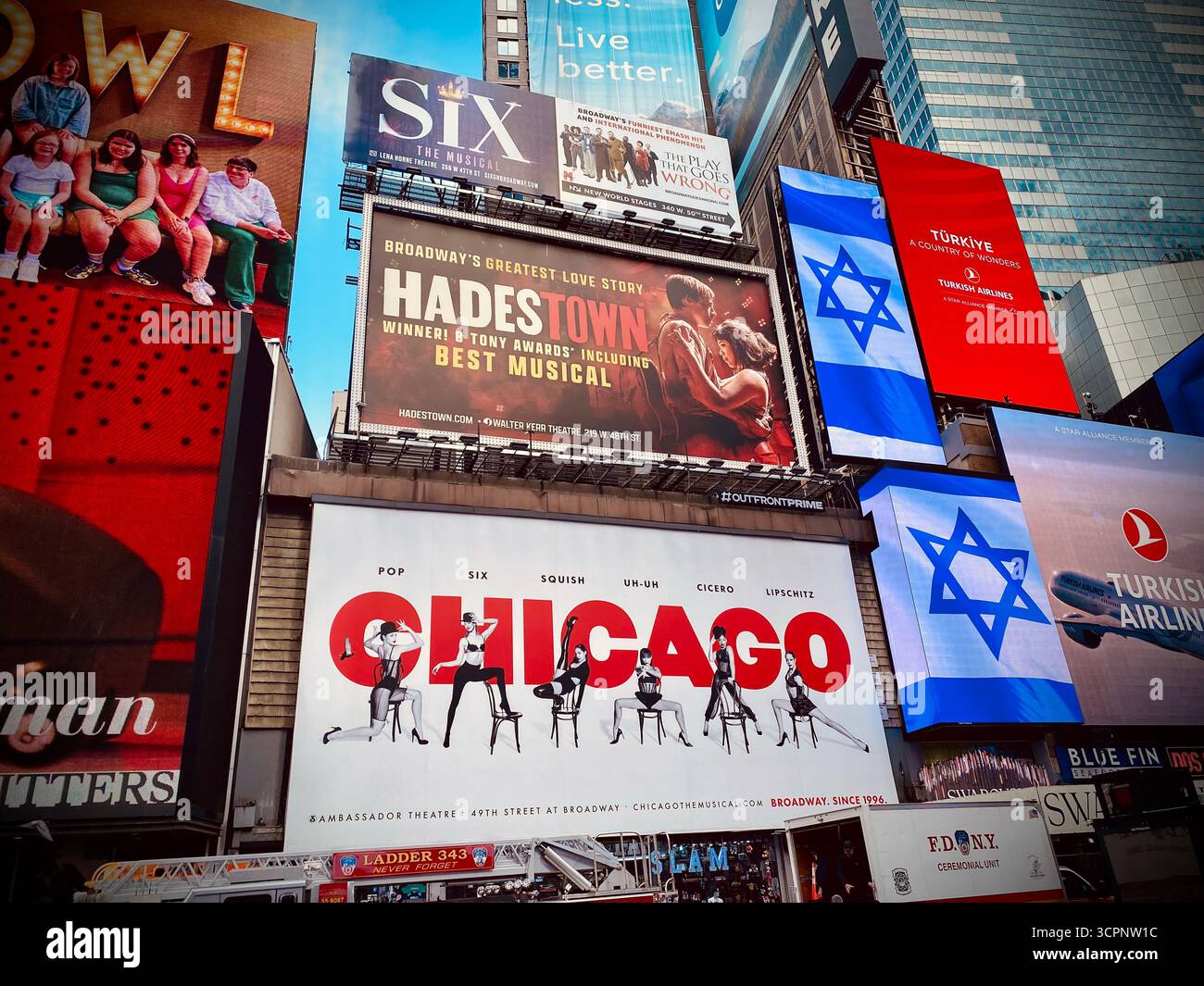 Broadway Billboards and Israeli Flags in Times Square, New York City - Smartphone Captured Stock Image
