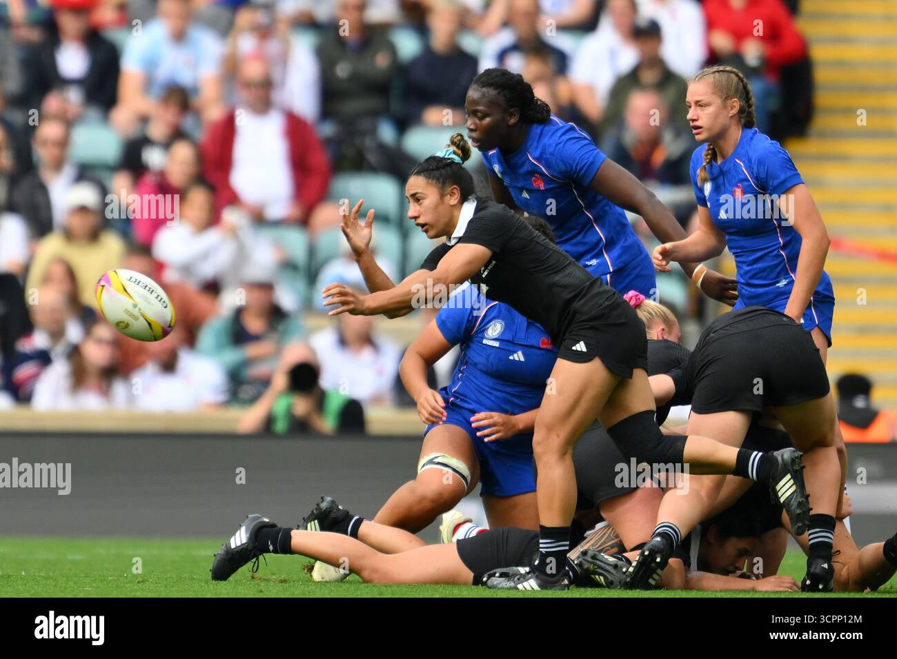 New Zealand's Risi Pouri-Lane passes the ball during the Women's Rugby ...