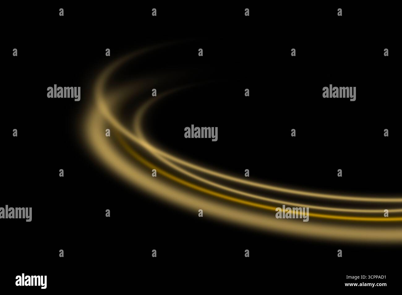 Golden light wave on black background for abstract and elegant design Stock Photo