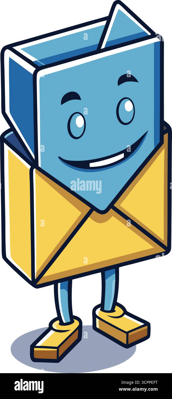 Cartoon Mailbox Character with Smiling Face on Transparent Background ...