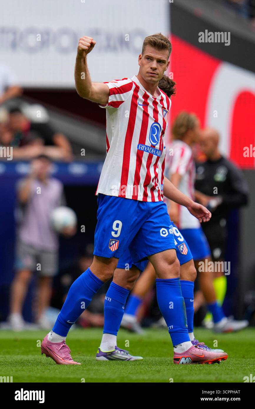 Soloth Atletico Madrid's Alexander Sorloth celebrates after scoring his side's ...