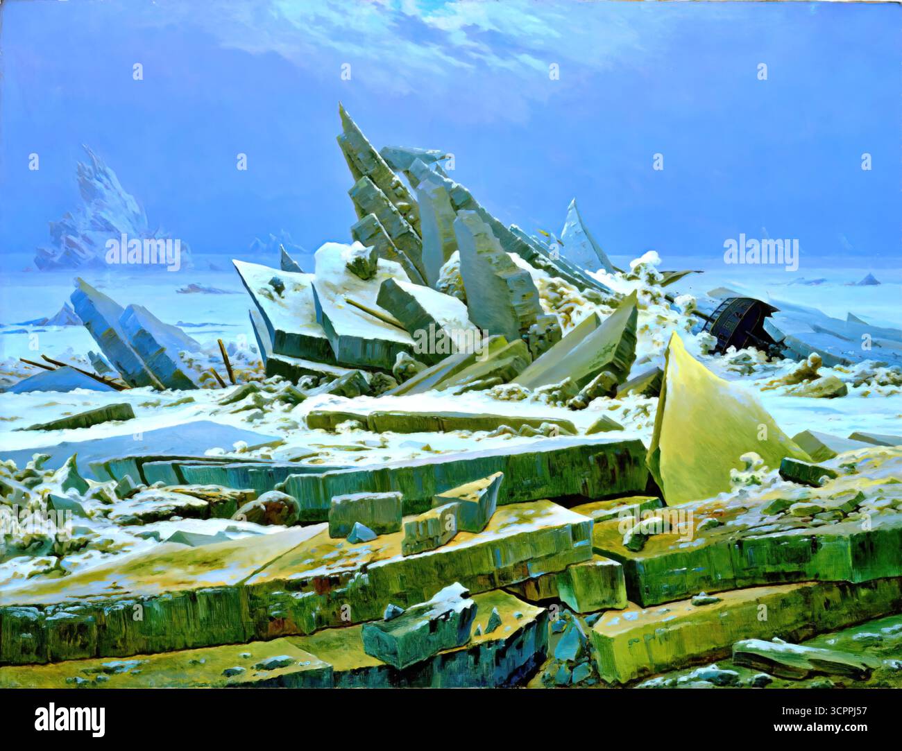 Caspar David Friedrich, The Polar Sea (The Sea of Ice), 1824, German Romantic masterpiece of sublime frozen wreckage. Stock Vector