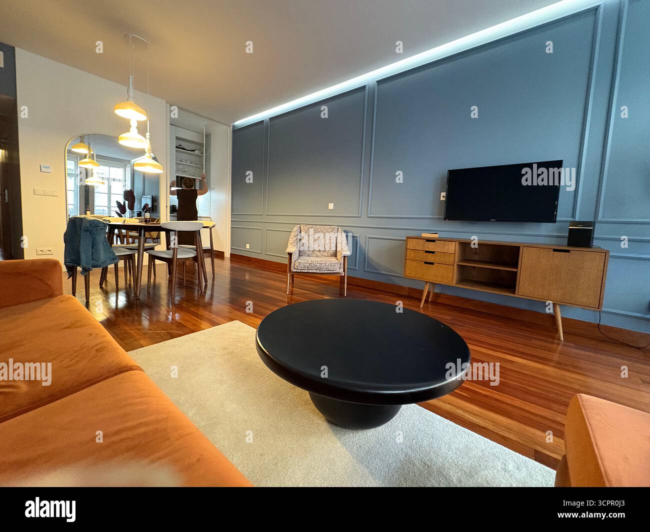 Interior of city centre rental holiday apartment in Porto city centre, Portugal,Europe - Smartphone Captured Stock Image