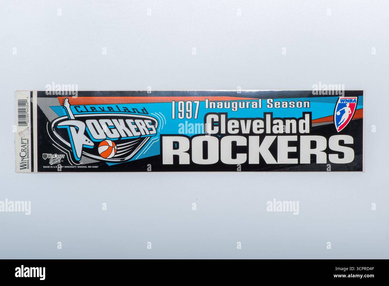 A detail view of the Cleveland Rockers logo on a bumper sticker for the ...