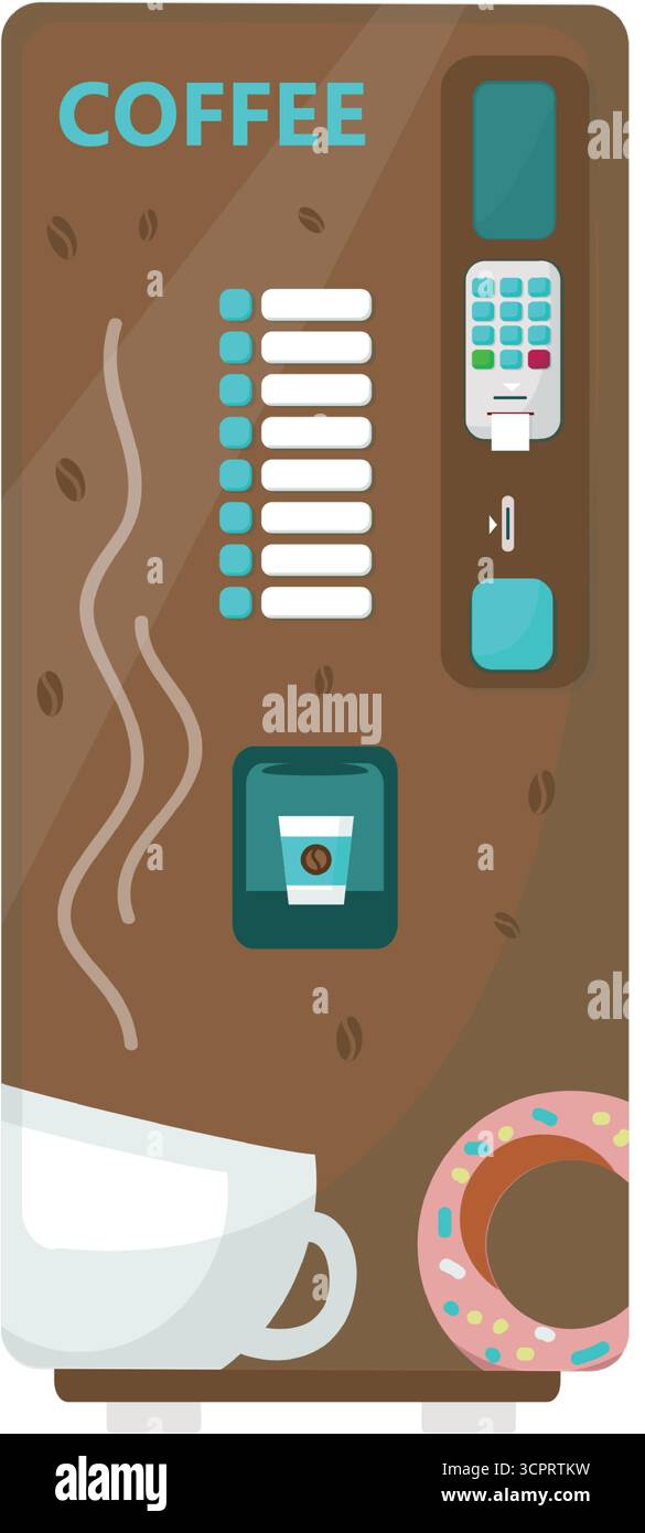 Vector coffee drink vending machine flat icon Stock Vector