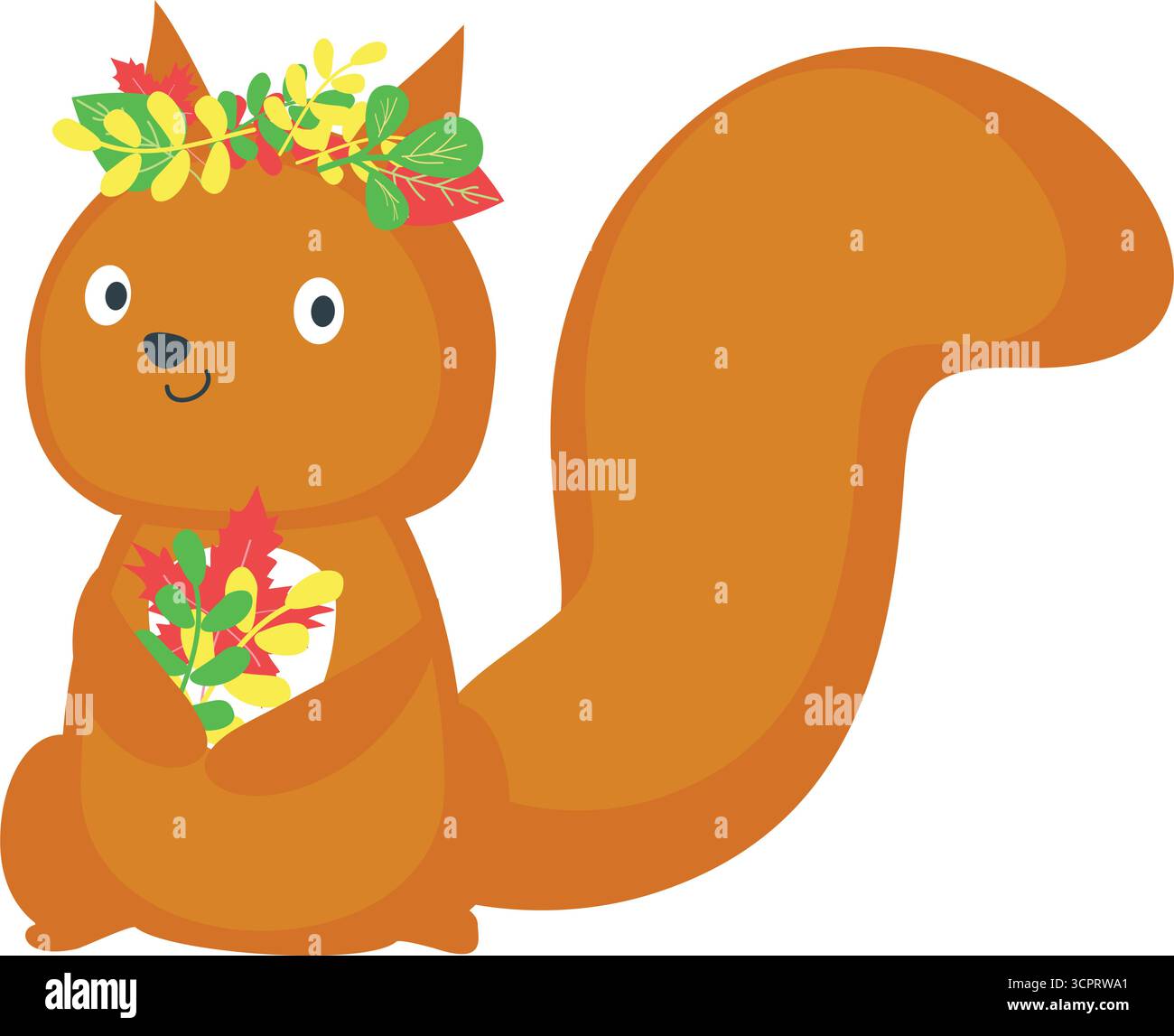 Squirrel vector with autumn leaves animal icon Stock Vector