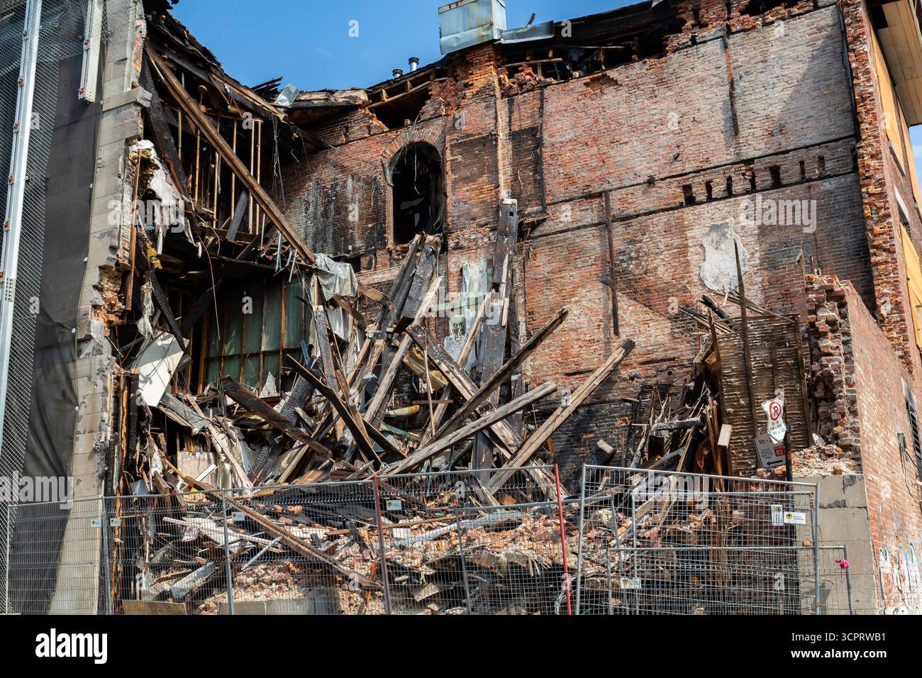Ravaged Building Burnt and gutted interior of old multi storied commercial and ...