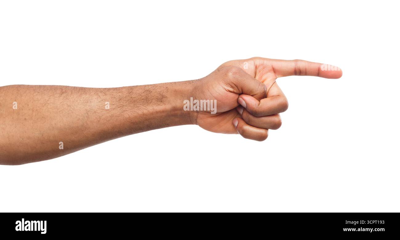 Hand gestures - man pointing away, isolated Stock Photo - Alamy