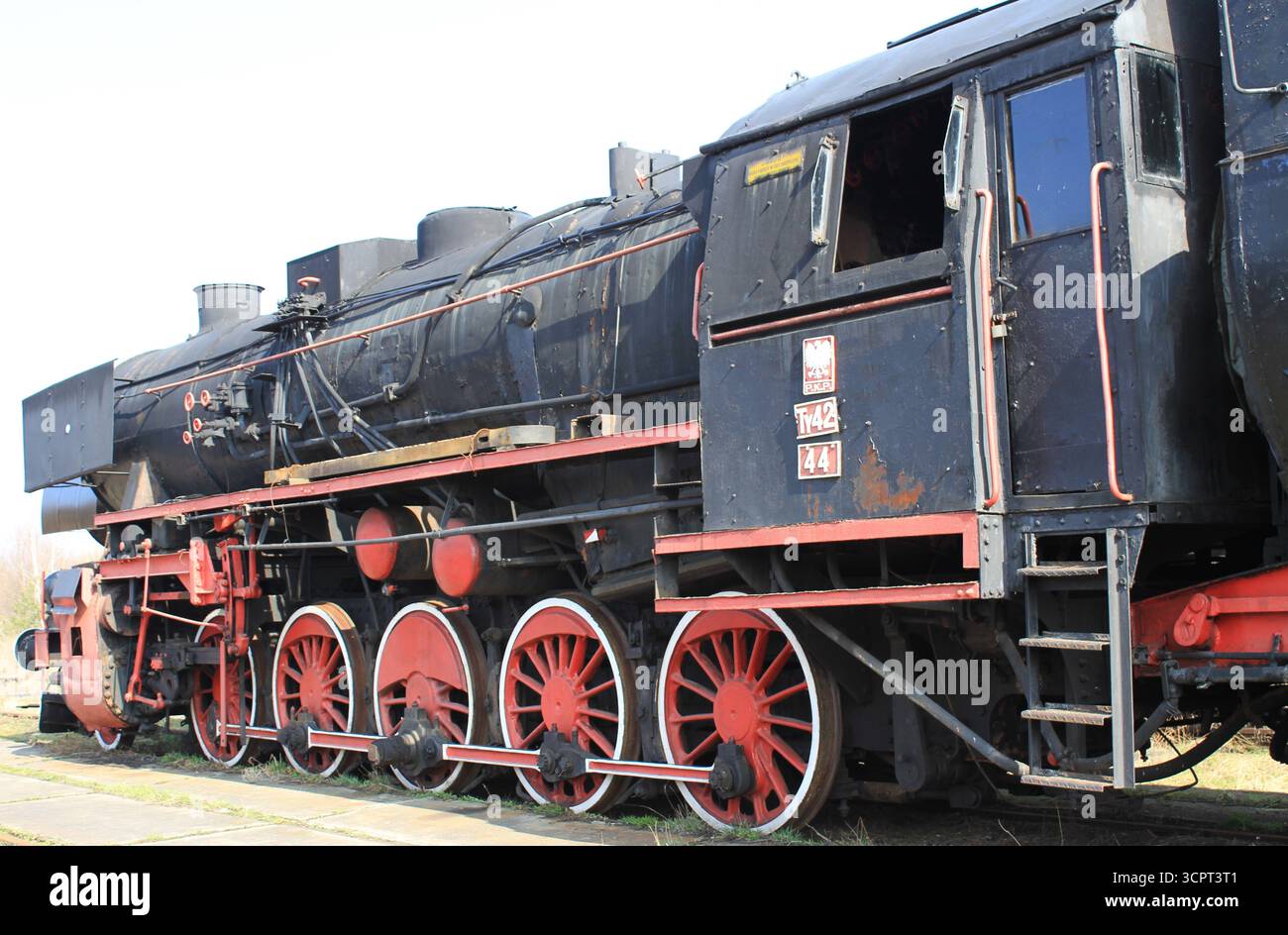 Steam Engine Rolling Historic steam locomotive on display at the Open-Air Museum for Rolling ...