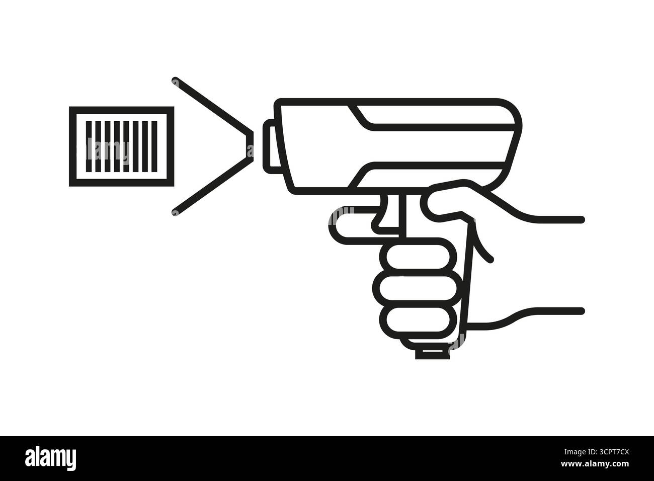 Black barcode scanner icon. Flat illustration. Stock Vector