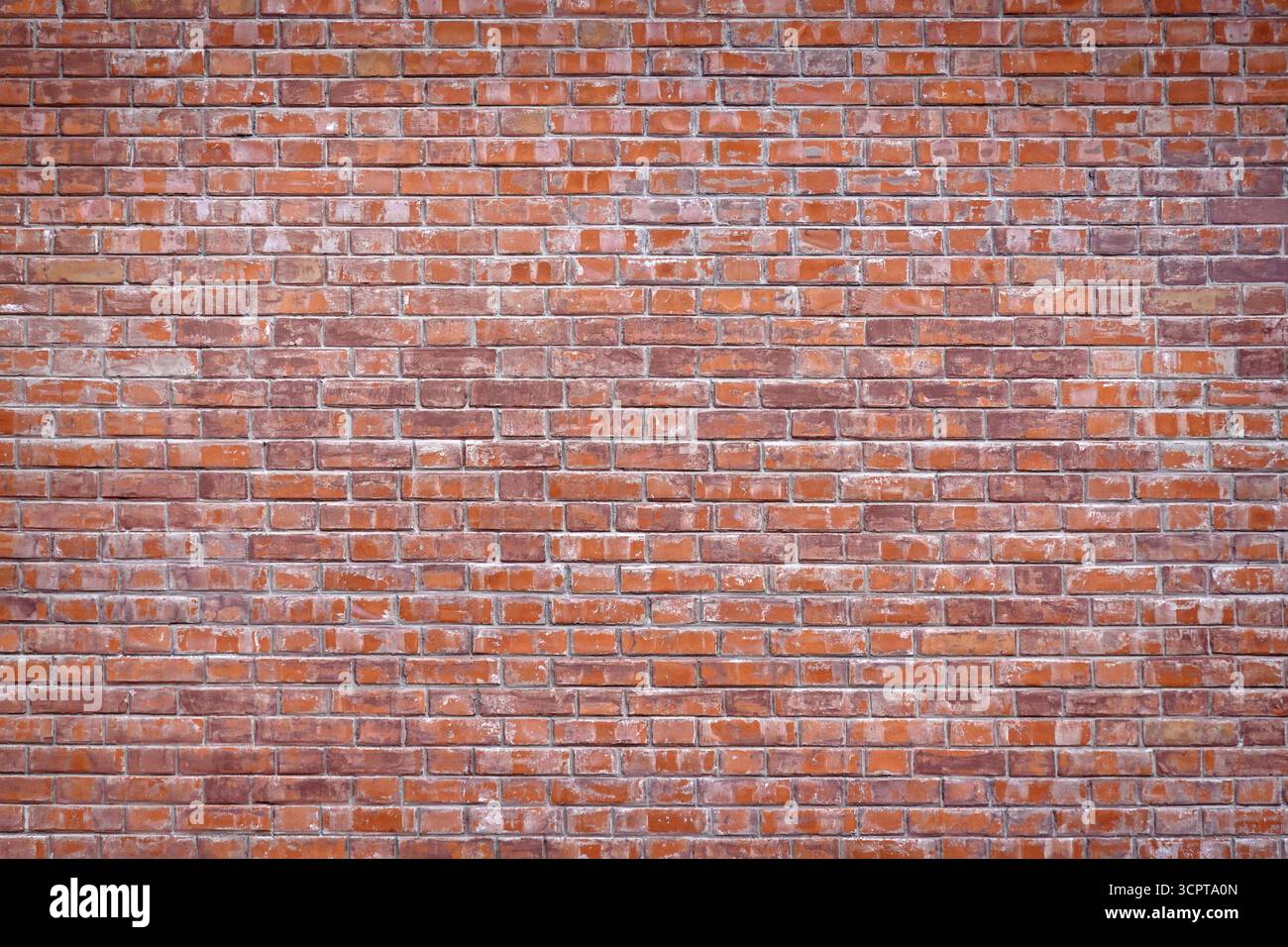 Old red wall from brickwork as background close up Stock Photo