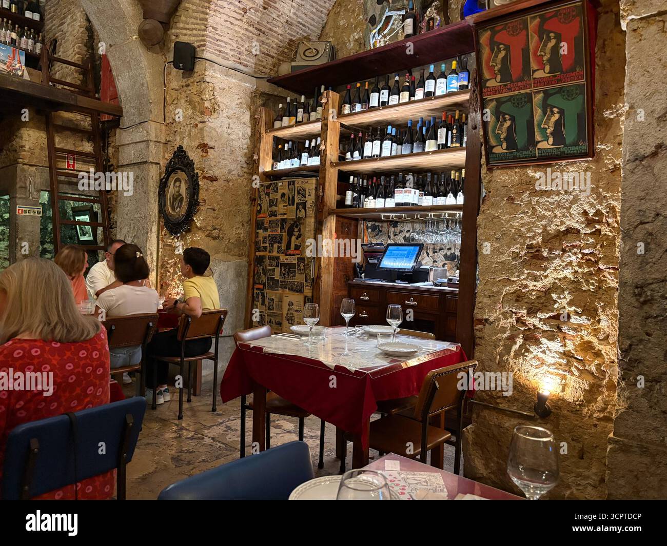 Lisbon restaurant interior, customers enjoying dinner at the Taberna Anti Dantas restaurant on R. São José 206, Portugal,Europe - Smartphone Captured Stock Image