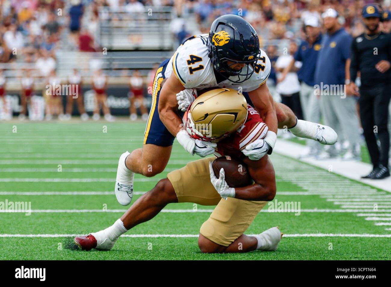 Boston College running back Turbo Richard (2) is tackled by California ...