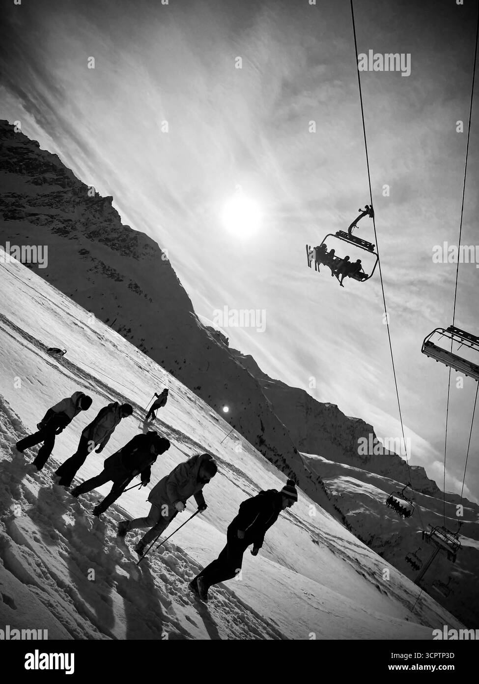 walk below skilift - Smartphone Captured Stock Image