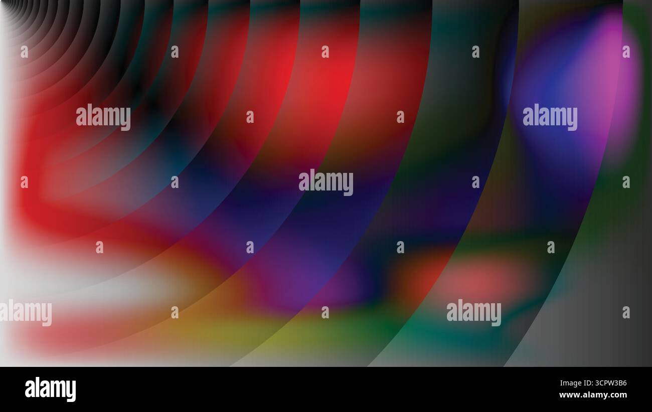 Concentric Circles Gradient Colors Ribbed Glass Fractal Neon Abstract Background. Stock Vector