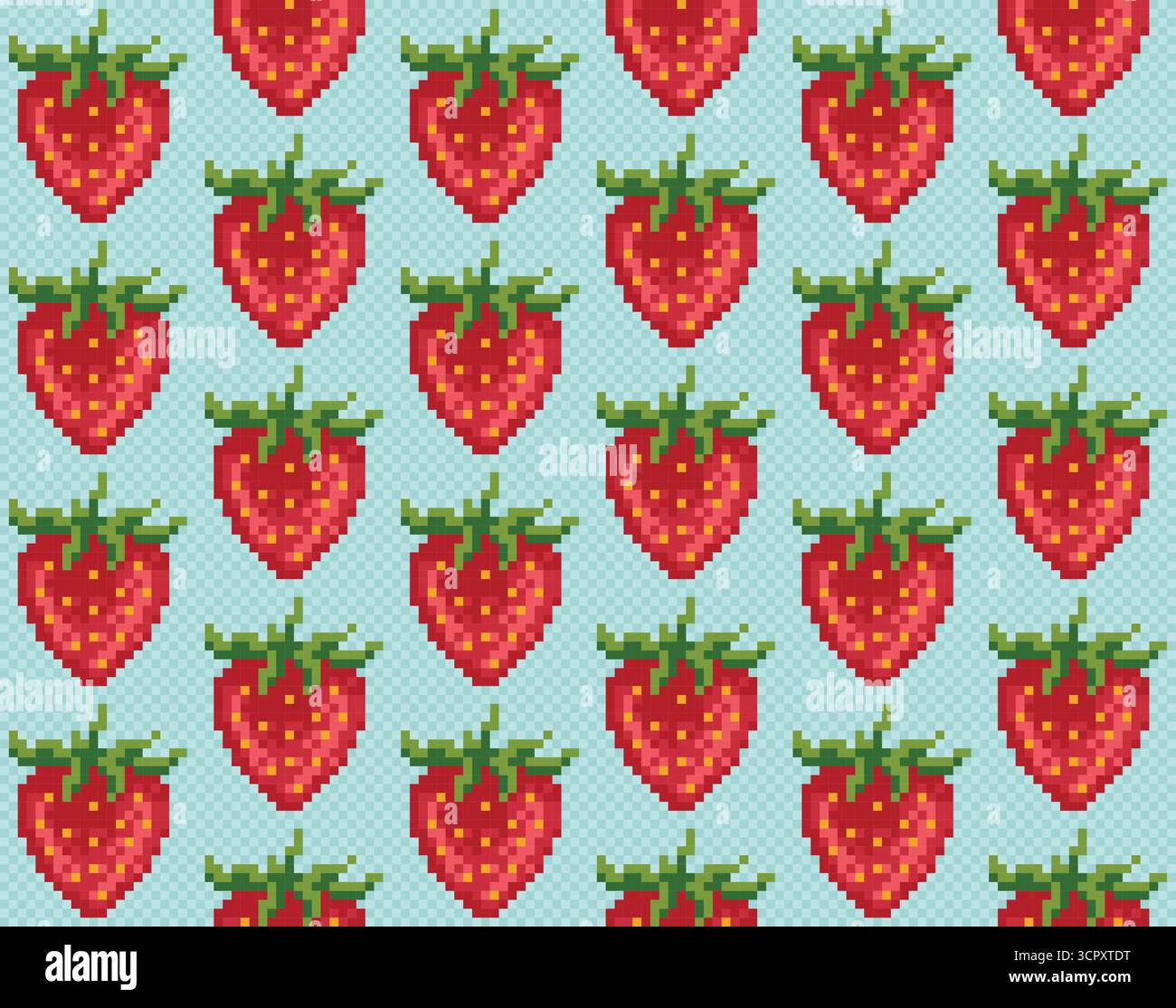 Seamless pixel background with strawberries. Stock Vector