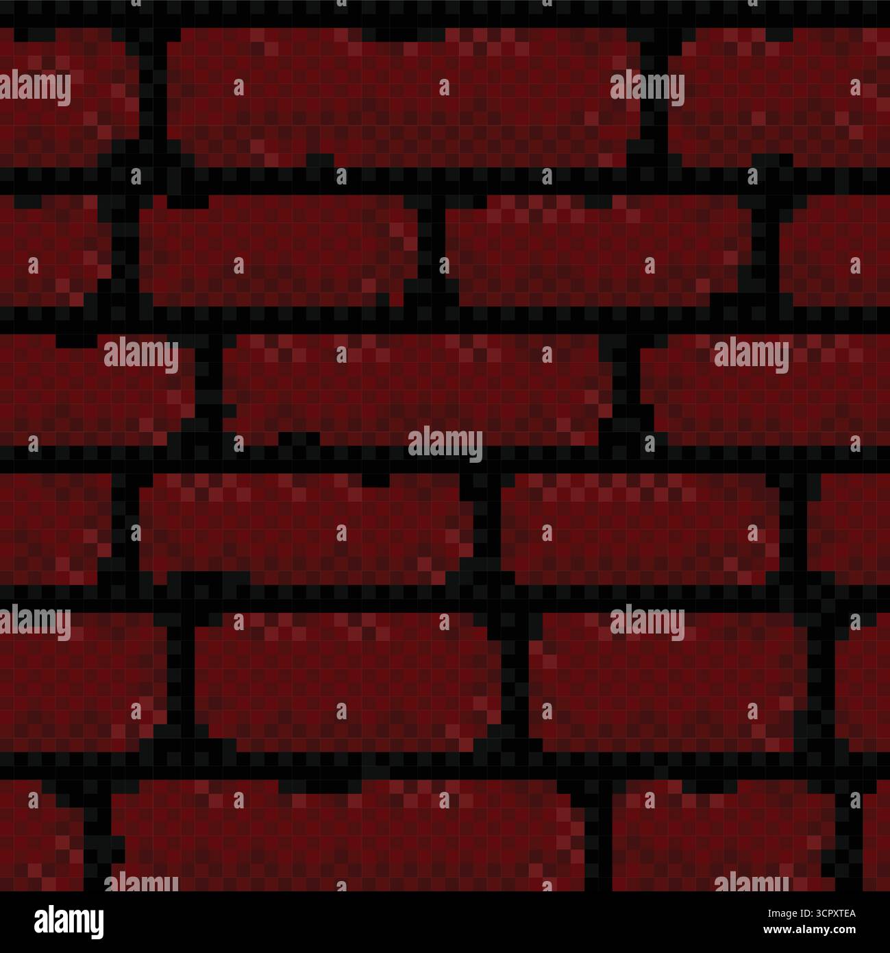 The seamless pixel background with red brick. Stock Vector