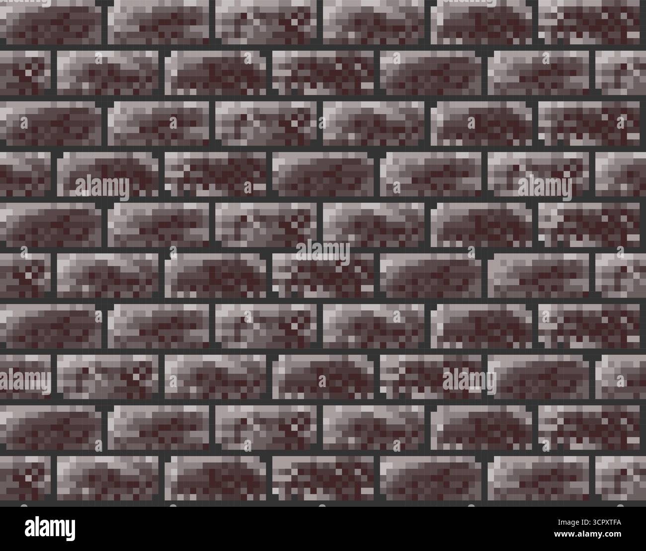 The seamless pixel background with red brick. Stock Vector