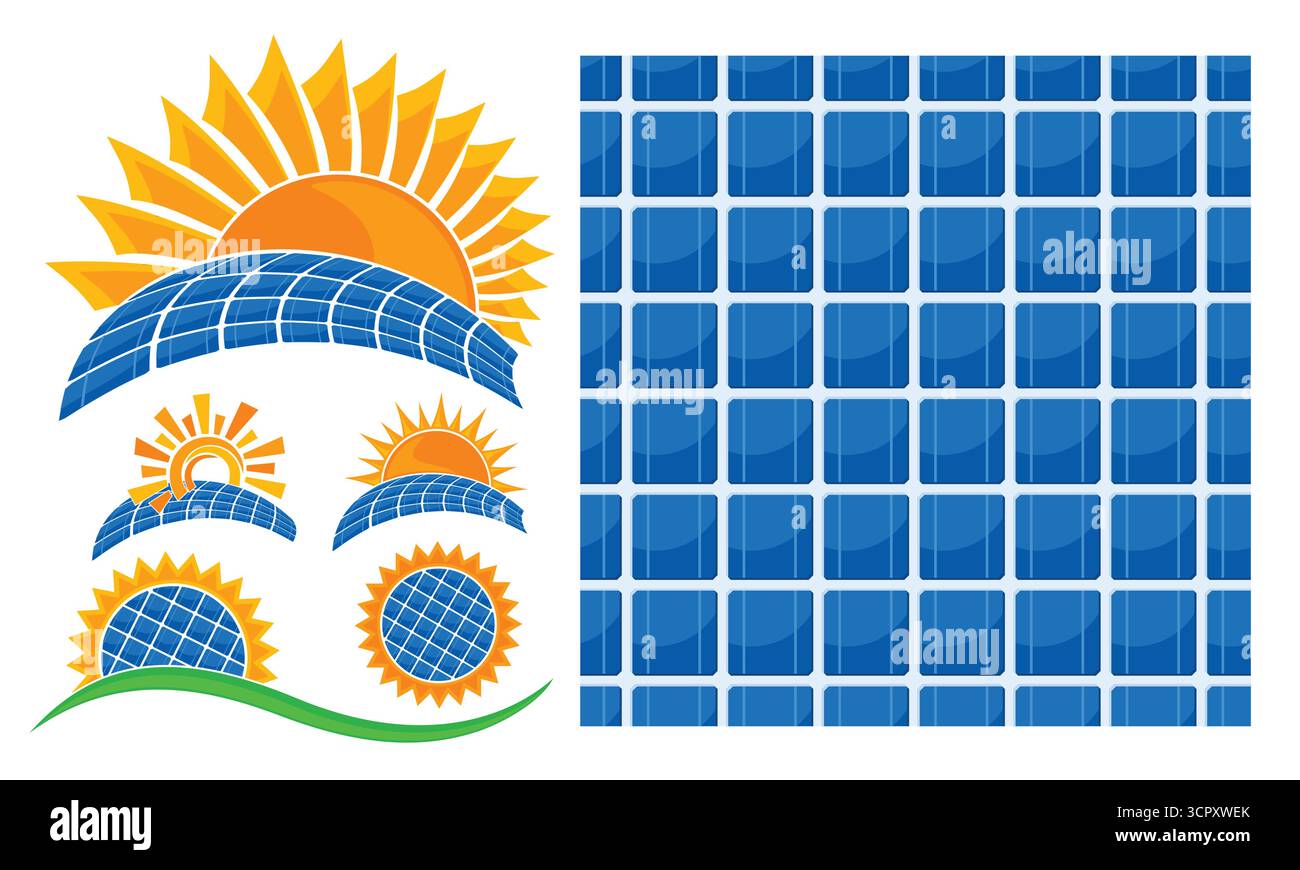 Set logos and seamless background with solar energy Stock Vector Image ...