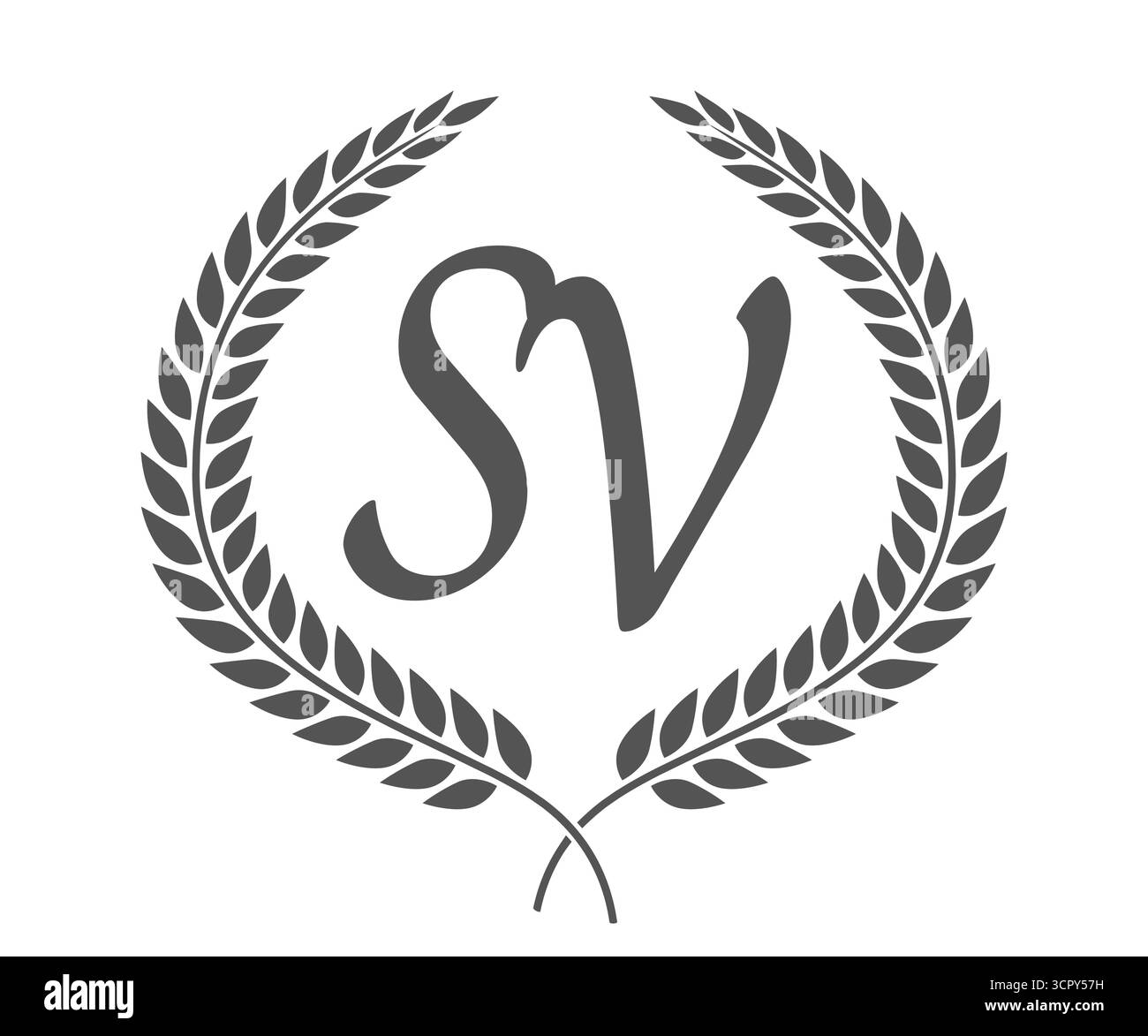 Initial letter S and V, SV monogram logo design with laurel wreath ...